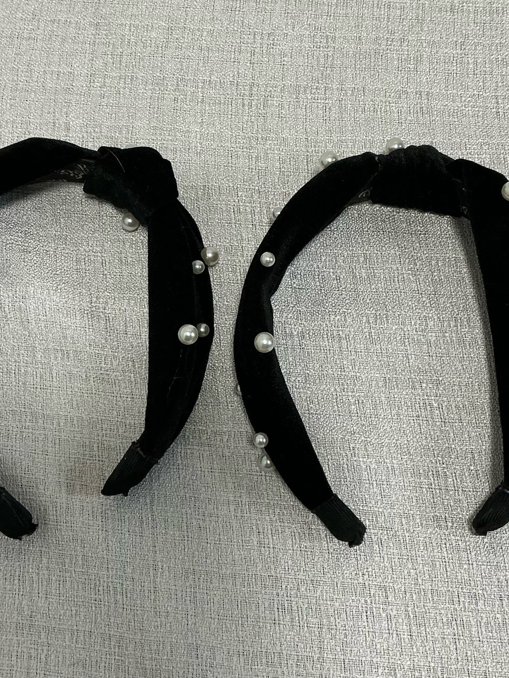 Set of 2 Barbie x BaubleBar Black Velvet Pearl Studded Knotted Headbands